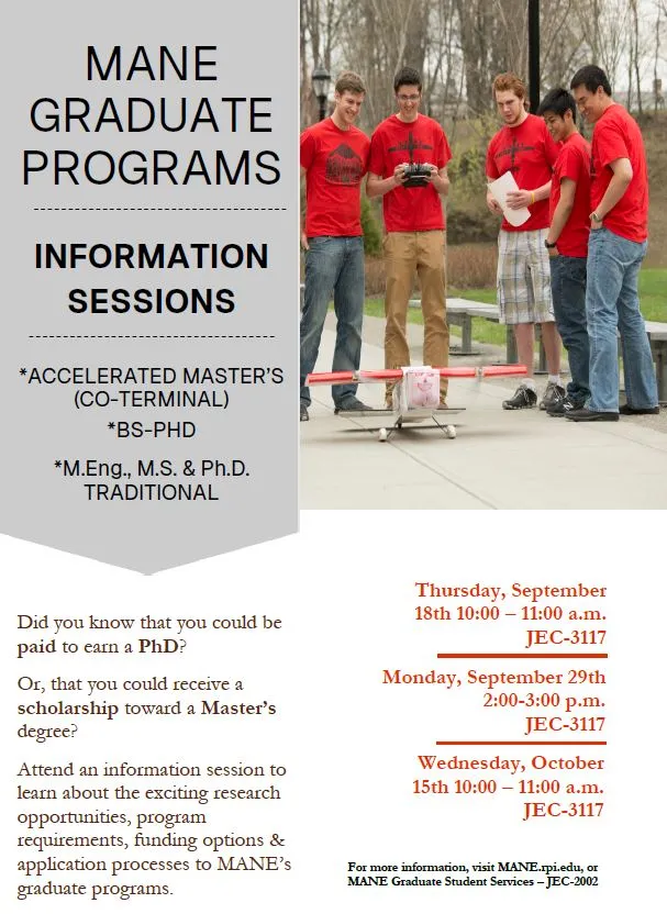 MANE Graduate Program Information Sessions for Current Students